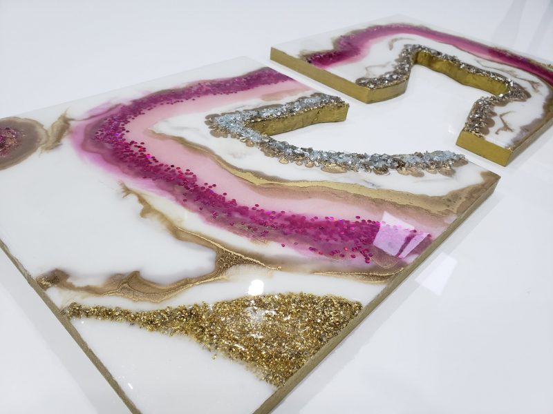 Original Geode Inspired Diptych (2 - piece) Crystal Artwork - 12 x 24"   $300 - Image 2