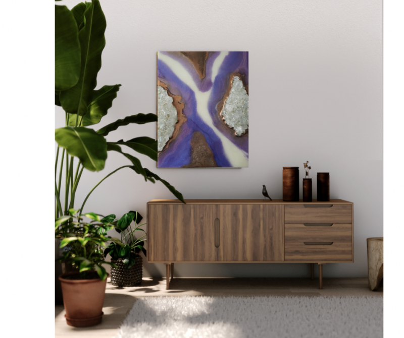 Purple And Bronze Resin Mini Geode Art - Shelf/ Bookcase Decor       $85 - Image 6