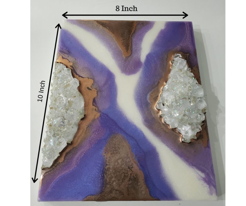 Purple And Bronze Resin Mini Geode Art - Shelf/ Bookcase Decor       $85 - Image 2