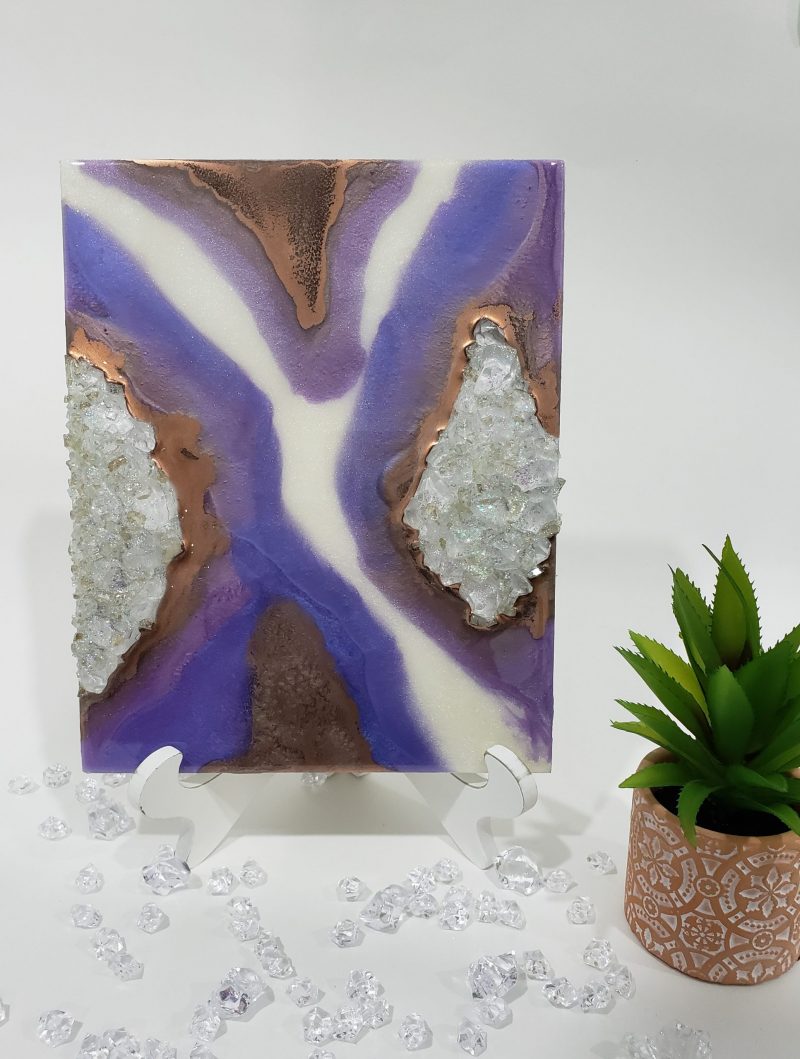 Purple And Bronze Resin Mini Geode Art - Shelf/ Bookcase Decor       $85 - Image 3