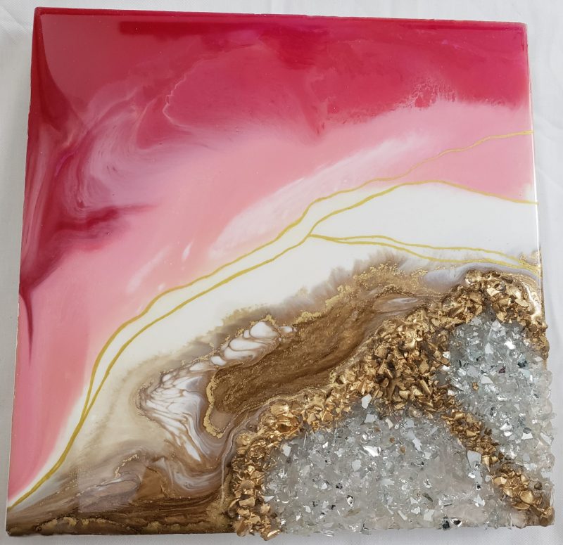 Shades of pink mini geode 8x8" - Image 5