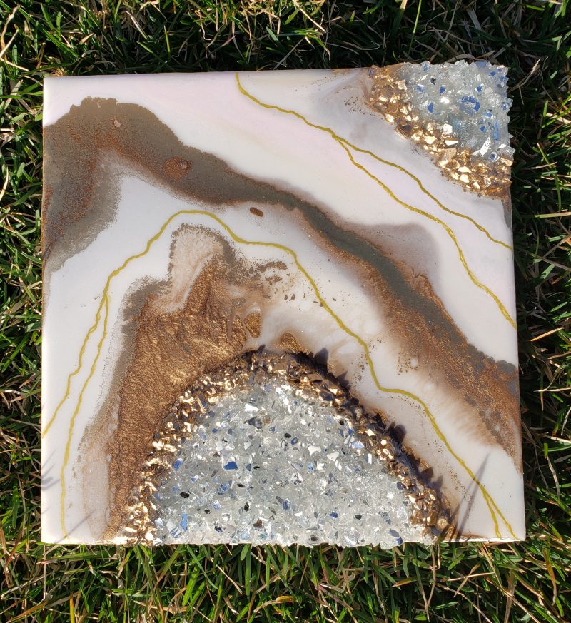Geode Inspired Baby Pink, White & Gold Geode Mini Art - Shelf Decor $75 - Image 5