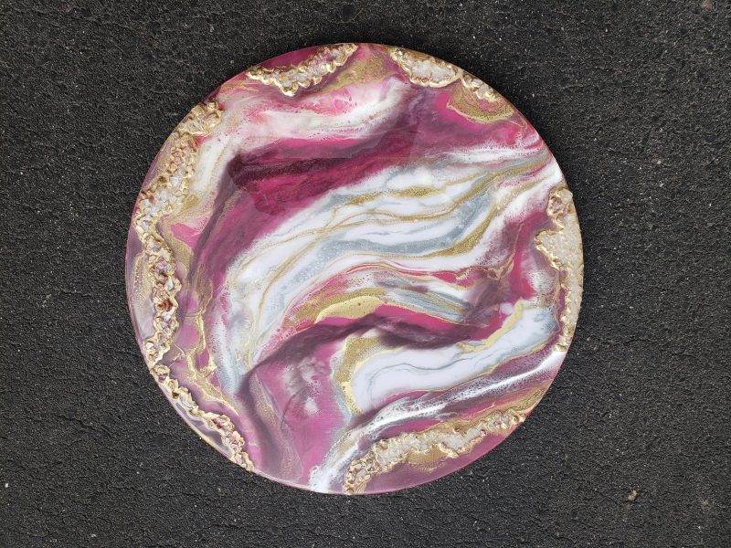 Geode Inspired Abstract Customized Table Top/ Wall Art/ Clock/ Tray 16"   $230 - Image 2