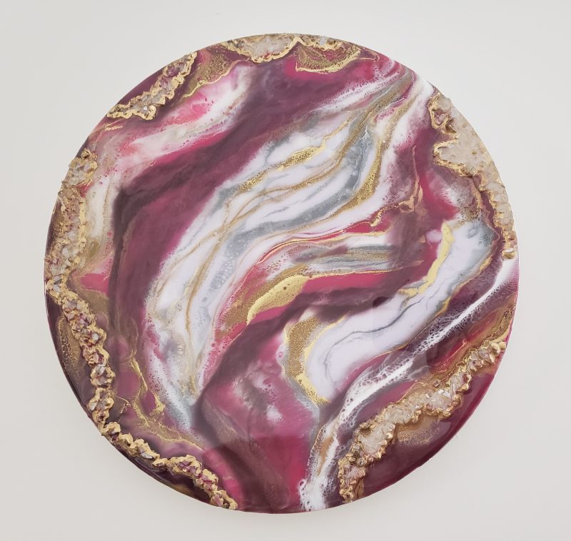 Geode Inspired Abstract Customized Table Top/ Wall Art/ Clock/ Tray 16"   $230