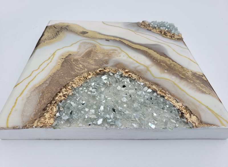Geode Inspired Baby Pink, White & Gold Geode Mini Art - Shelf Decor $75 - Image 4