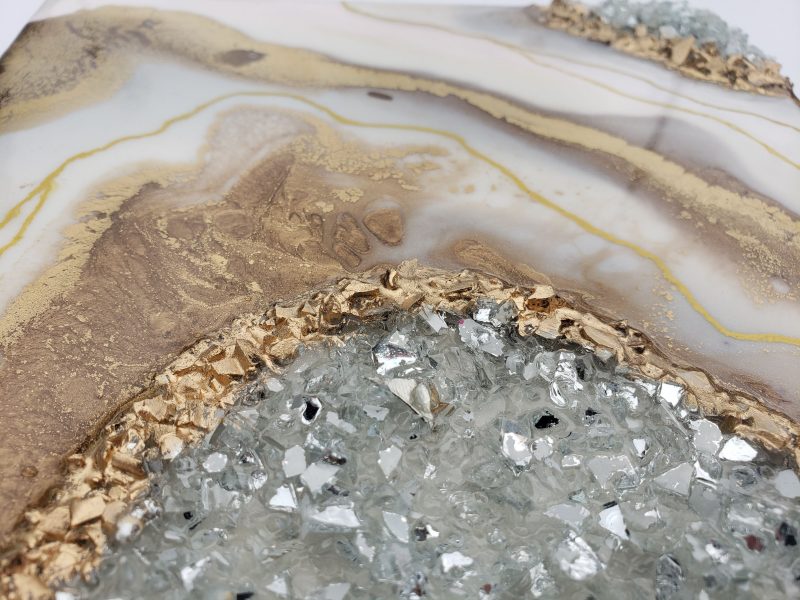 Geode Inspired Baby Pink, White & Gold Geode Mini Art - Shelf Decor $75 - Image 6