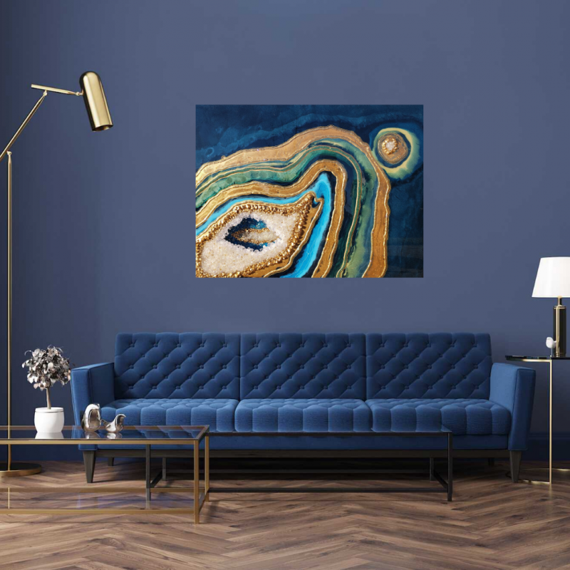 Large Resin 3D Peacock Colors Geode Wall Art- Lots Of Texture  $1300 - Image 9
