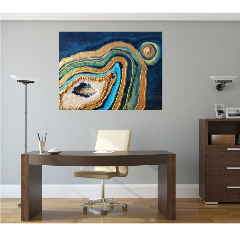 Large Resin 3D Peacock Colors Geode Wall Art- Lots Of Texture  $1300 - Image 7