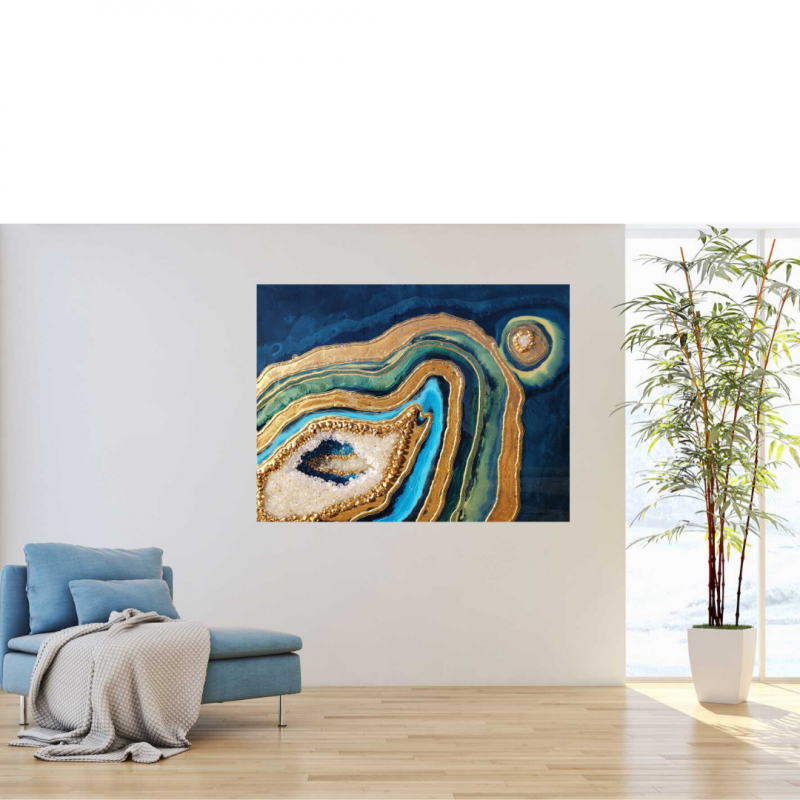 Large Resin 3D Peacock Colors Geode Wall Art- Lots Of Texture  $1300 - Image 6