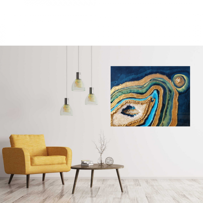 Large Resin 3D Peacock Colors Geode Wall Art- Lots Of Texture  $1300 - Image 5