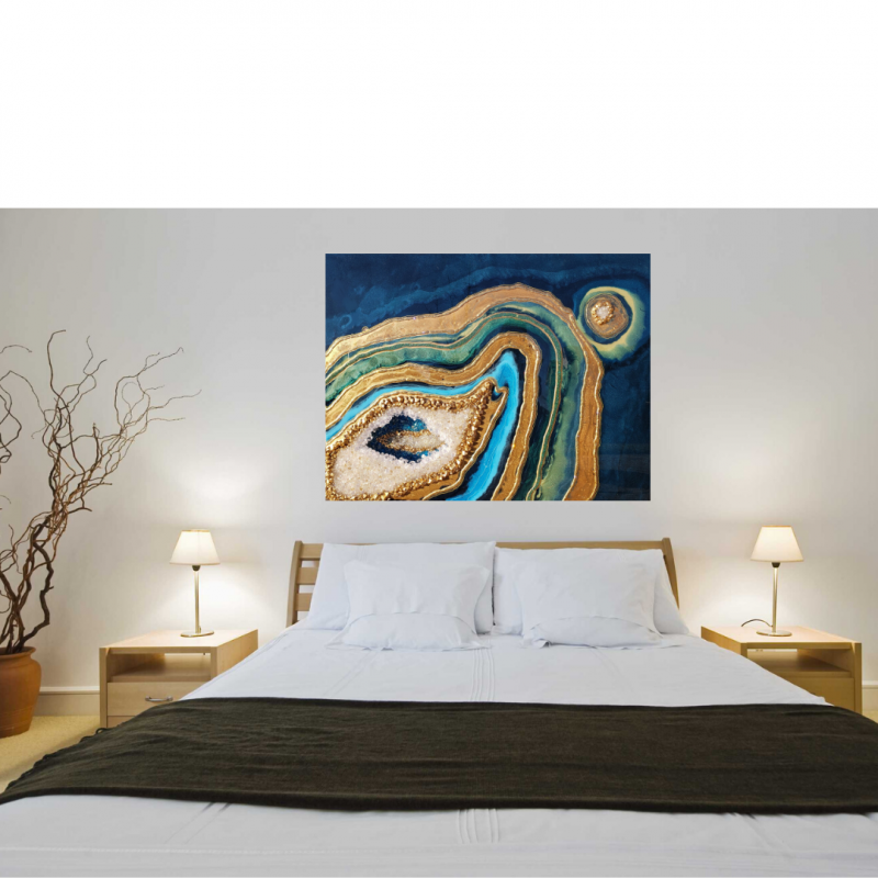 Large Resin 3D Peacock Colors Geode Wall Art- Lots Of Texture  $1300 - Image 4