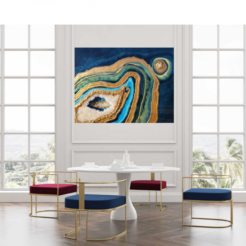 Large Resin 3D Peacock Colors Geode Wall Art- Lots Of Texture  $1300