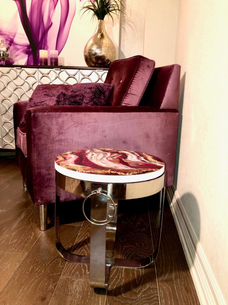 Geode Inspired Abstract Customized Table Top/ Wall Art/ Clock/ Tray 16"   $230 - Image 5