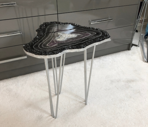 Amethyst Inspired Resin Geode Table Top / Wall Art / Functional Artwork  -      $320