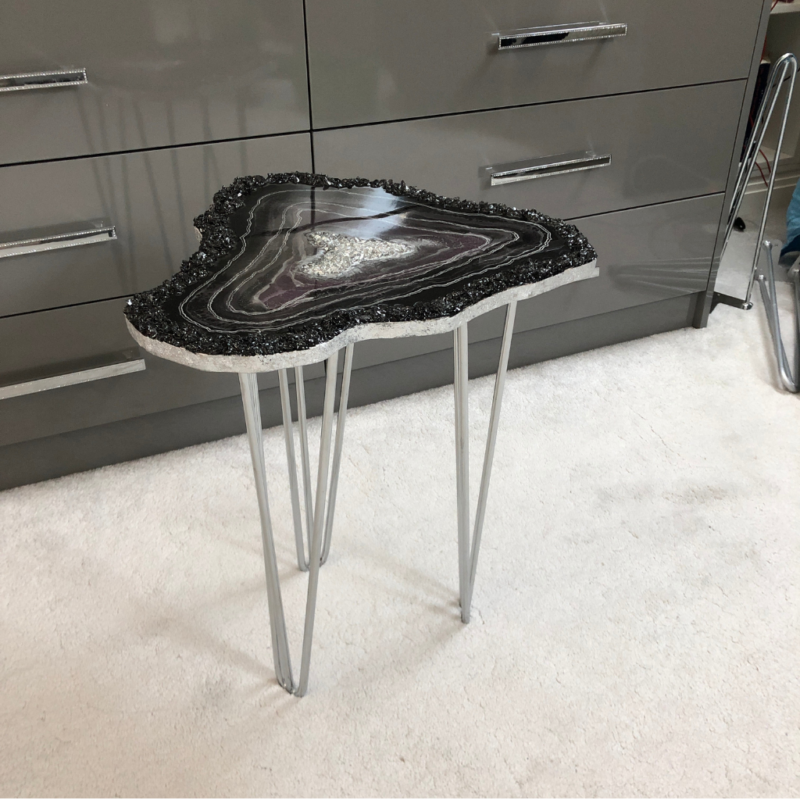 Amethyst Inspired Resin Geode Table Top / Wall Art / Functional Artwork  -      $320
