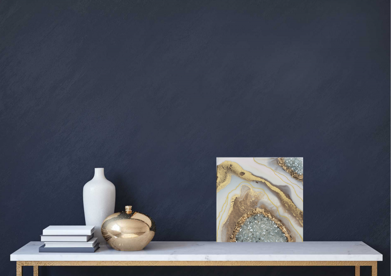 Geode Inspired Baby Pink, White & Gold Geode Mini Art - Shelf Decor $75 - Image 3