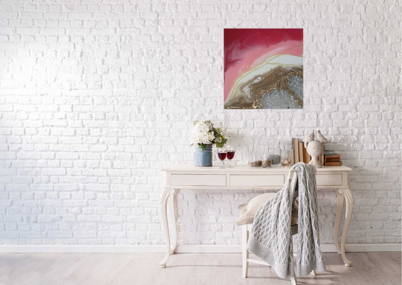 Shades of pink mini geode 8x8" - Image 2