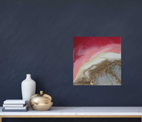 Shades of pink mini geode 8x8"