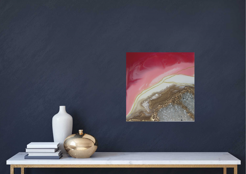 Shades of pink mini geode 8x8"