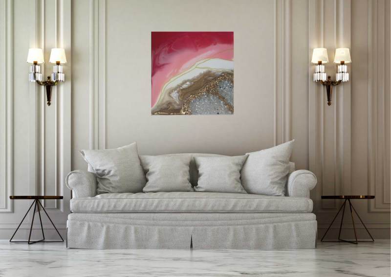 Shades of pink mini geode 8x8" - Image 4