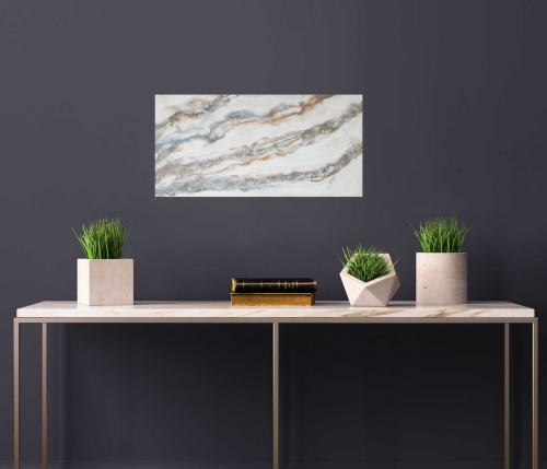 Resin Abstract Waves Wall Art  With Fireglass in your Choice Of Colors         $160