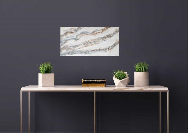 Resin Abstract Waves Wall Art  With Fireglass in your Choice Of Colors         $160
