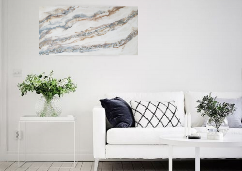Resin Abstract Waves Wall Art  With Fireglass in your Choice Of Colors         $160 - Image 5