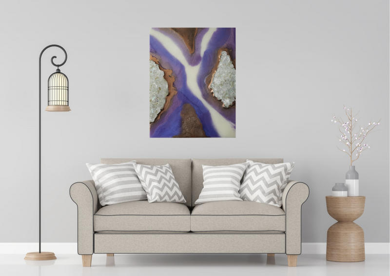 Purple And Bronze Resin Mini Geode Art - Shelf/ Bookcase Decor       $85 - Image 4