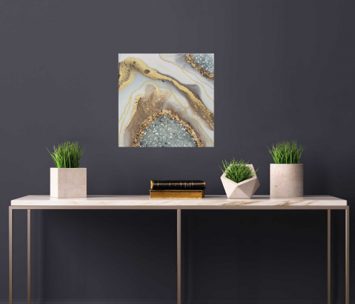 Geode Inspired Baby Pink, White & Gold Geode Mini Art - Shelf Decor $75
