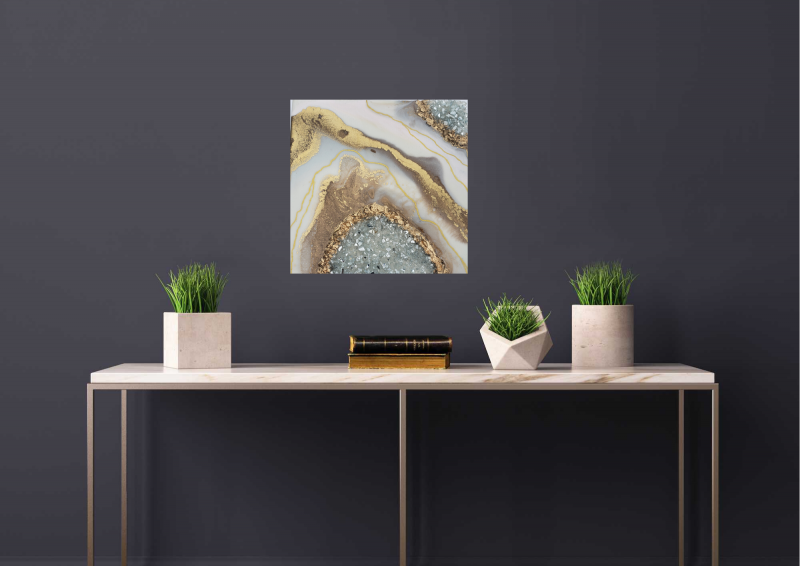 Geode Inspired Baby Pink, White & Gold Geode Mini Art - Shelf Decor $75