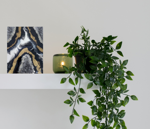 Black-White-Gold Geode Mini Artwork - Shelves/ Bookcase Styling        $85