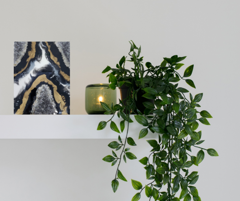 Black-White-Gold Geode Mini Artwork - Shelves/ Bookcase Styling        $85