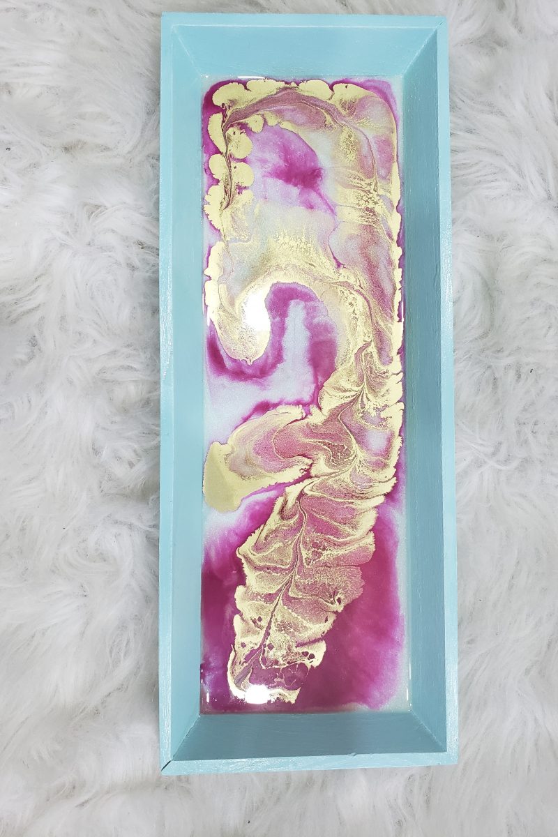 Wooden Resin Tray | Magenta-Gold-White - Image 2