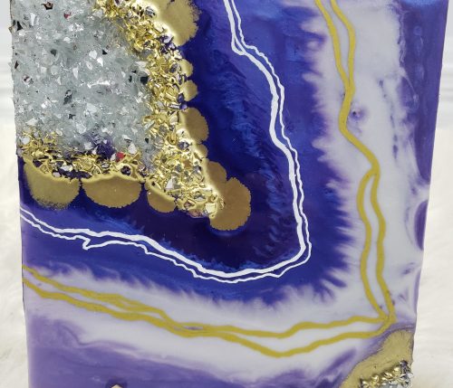 Purple Geode Inspired Mini Painting 8 X 8" - Shelf Decor / Table Decor  $85