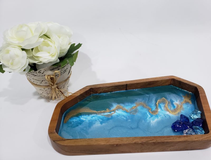 Resin Tray | Blue-White-Gold | Rectangular Tray | Styling Tray - Image 2