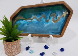 Resin Tray | Blue-White-Gold | Rectangular Tray | Styling Tray