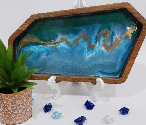 Resin Tray | Blue-White-Gold | Rectangular Tray | Styling Tray