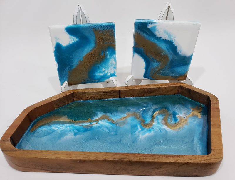 Resin Tray | Blue-White-Gold | Rectangular Tray | Styling Tray - Image 4