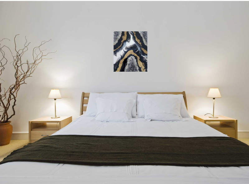 Black-White-Gold Geode Mini Artwork - Shelves/ Bookcase Styling        $85 - Image 3