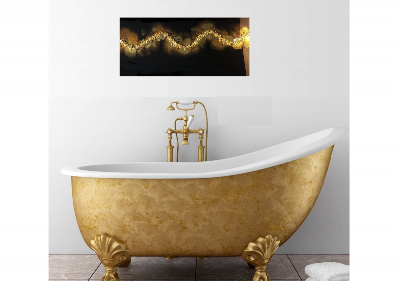 Black And Gold Elegant Resin Wall Painting - Choose Your Own Colors   $100 - Image 2