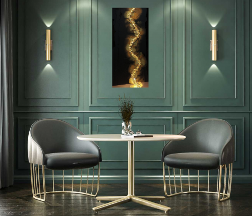 Black And Gold Elegant Resin Wall Painting - Choose Your Own Colors   $100