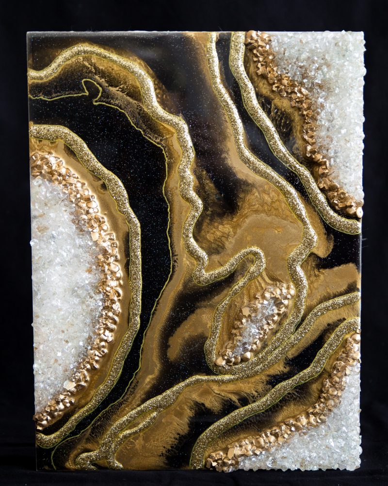 Black and Gold Resin Luxurious Geode Wall Artwork/Shelf Decor    $240 - Image 2