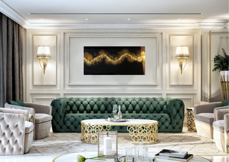 Black And Gold Elegant Resin Wall Painting - Choose Your Own Colors   $100 - Image 4