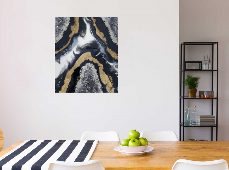 Black-White-Gold Geode Mini Artwork - Shelves/ Bookcase Styling        $85 - Image 8