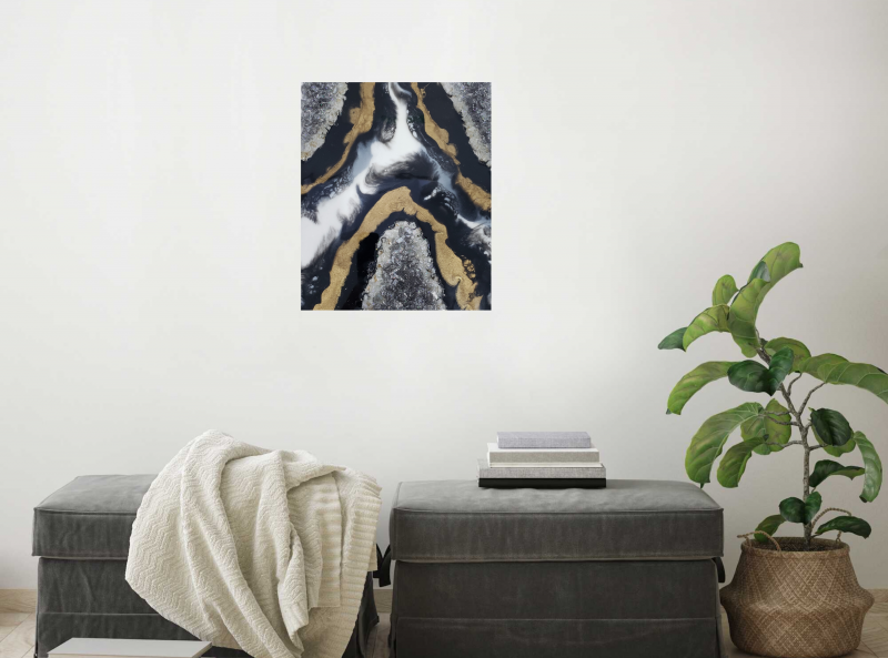 Black-White-Gold Geode Mini Artwork - Shelves/ Bookcase Styling        $85 - Image 7
