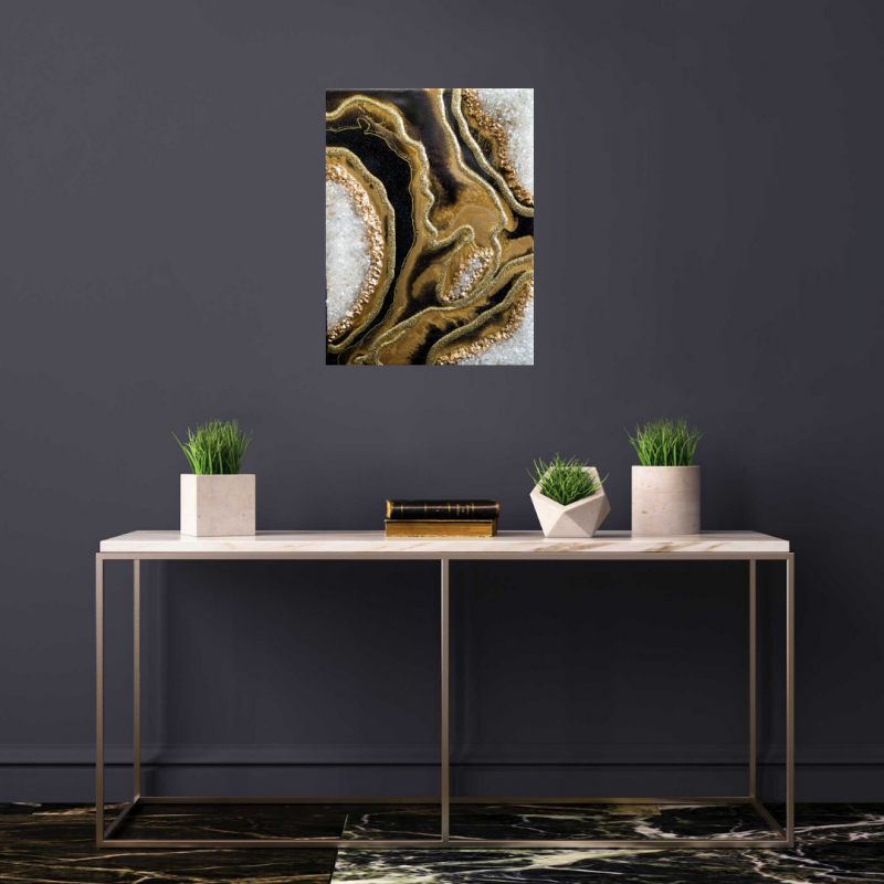 Black and Gold Resin Luxurious Geode Wall Artwork/Shelf Decor    $240 - Image 8
