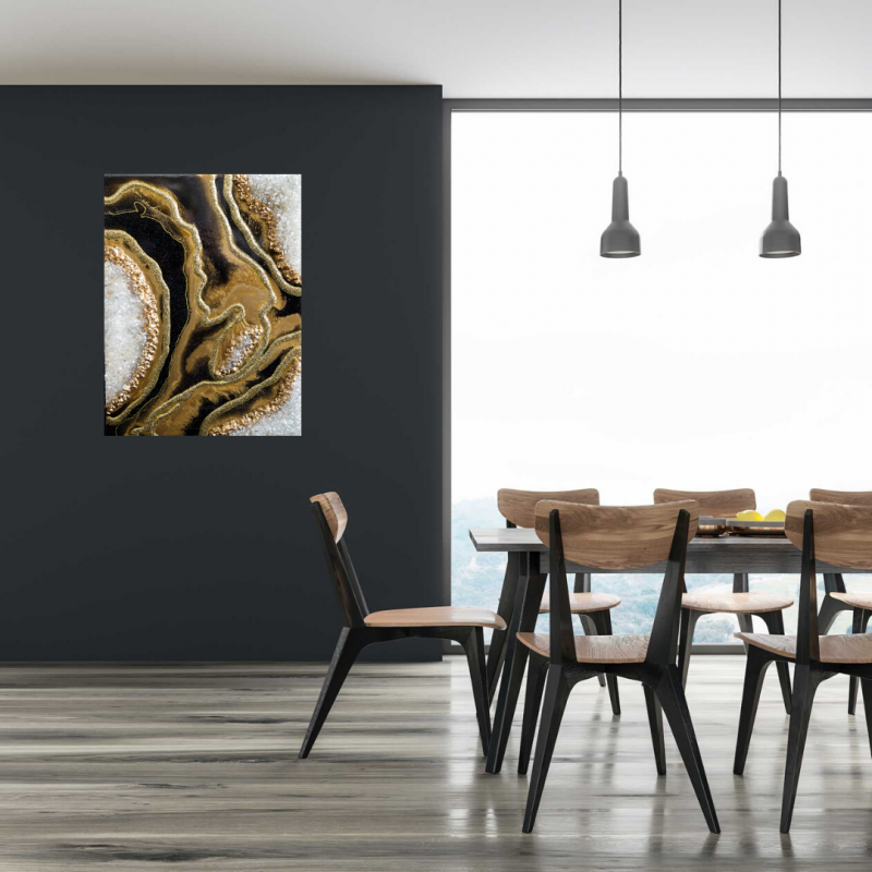 Black and Gold Resin Luxurious Geode Wall Artwork/Shelf Decor    $240 - Image 9