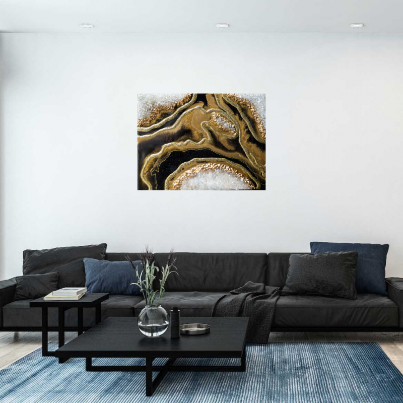 Black and Gold Resin Luxurious Geode Wall Artwork/Shelf Decor    $240 - Image 10
