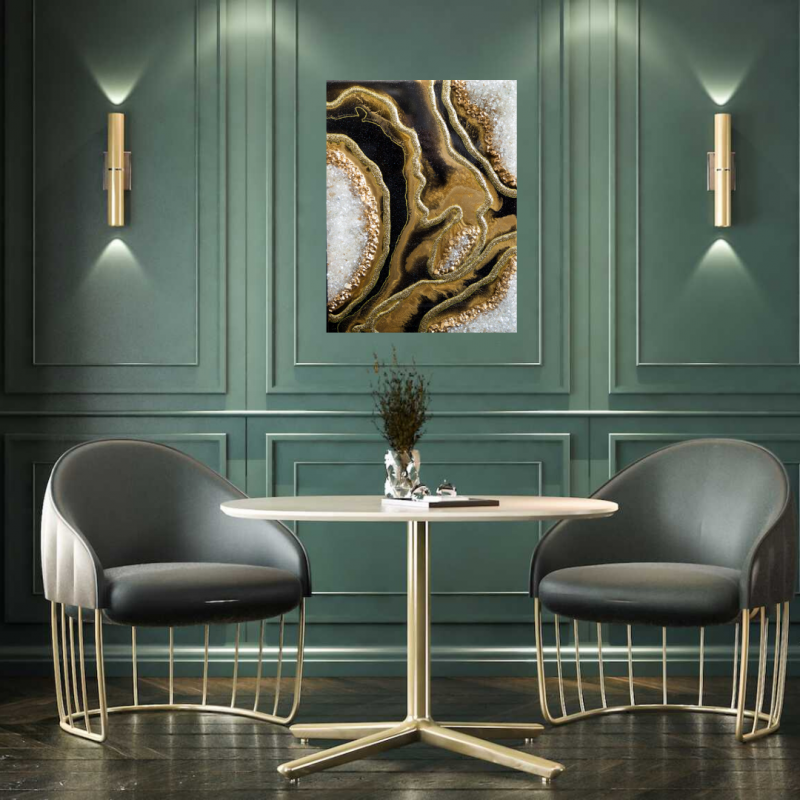 Black and Gold Resin Luxurious Geode Wall Artwork/Shelf Decor    $240 - Image 11