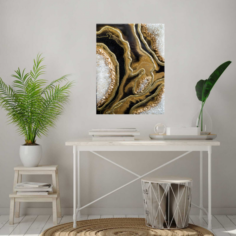 Black and Gold Resin Luxurious Geode Wall Artwork/Shelf Decor    $240 - Image 12